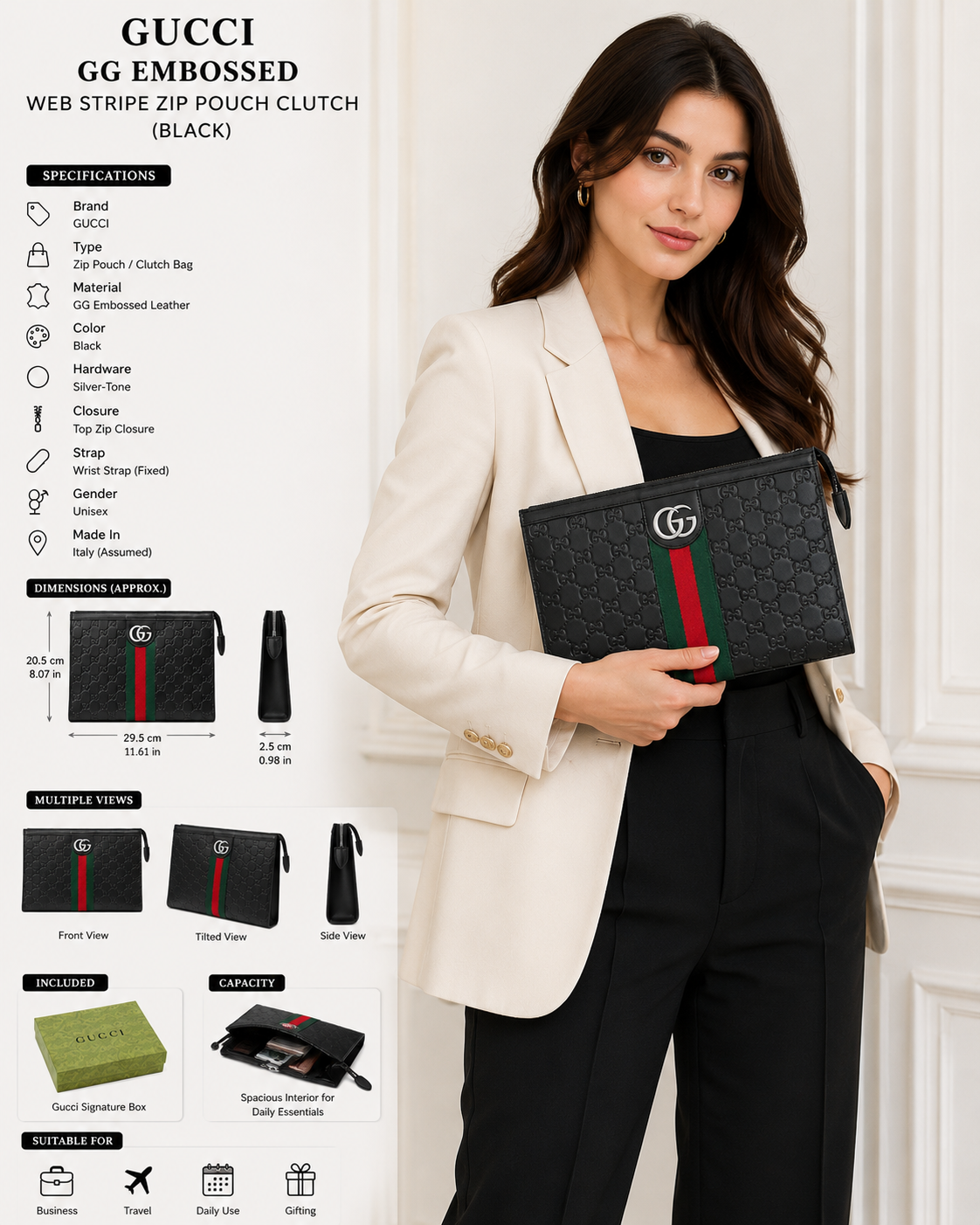 Gucci GG Embossed Leather Bag (Original)